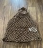 Beżowa Letnia Torebka Siatka Mango Juta Handbag
